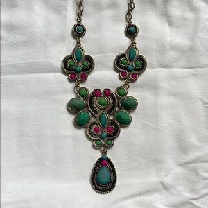 Early 2010s Statement Necklace - Southwest Style Pink and Turquoise